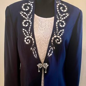 Navy Blue and White 3 Pc Suit